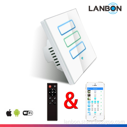 Android and IOS APP remote control Wi-FI electrical light switches for smart home system manufacturered by Lanbon
